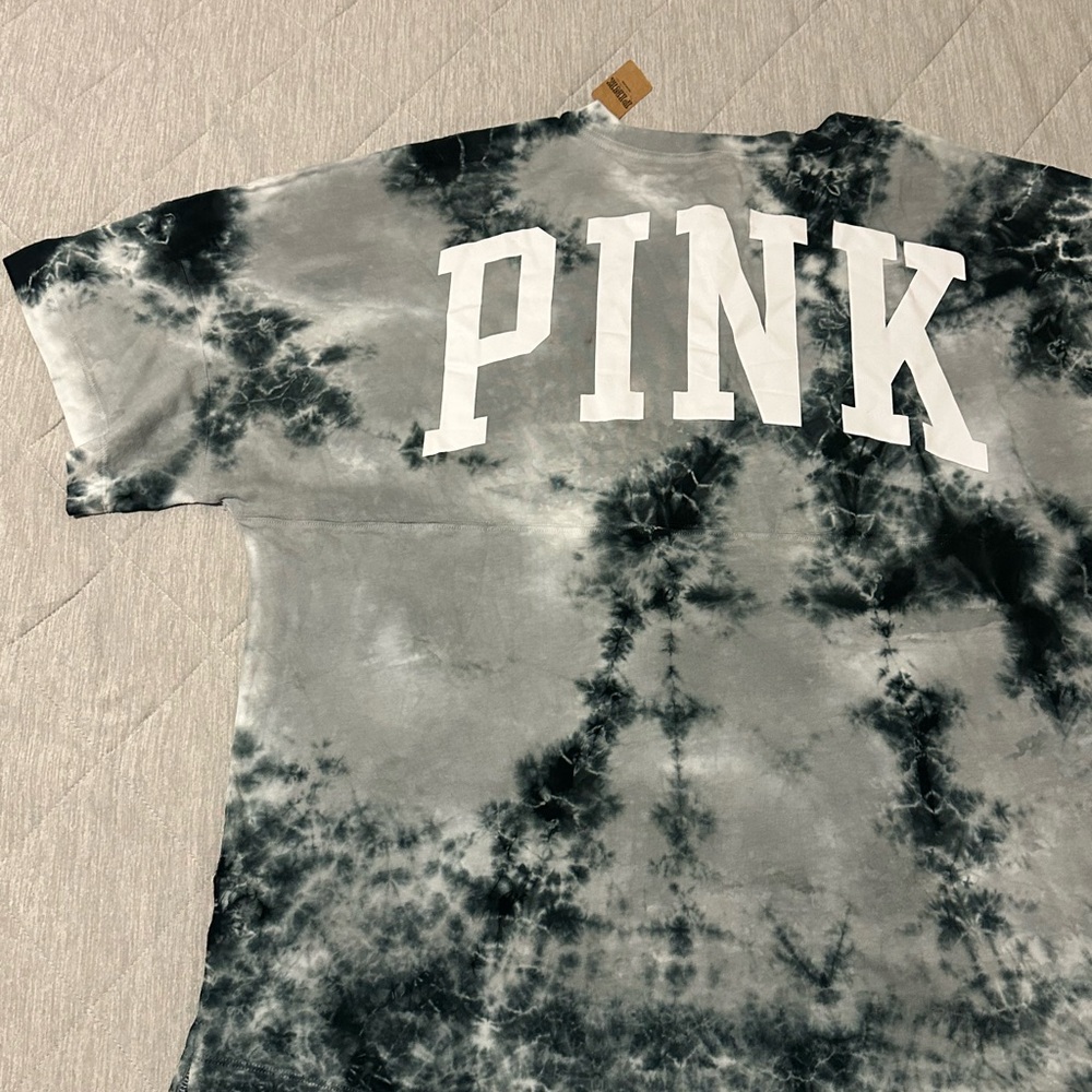 PINK Victoria's Secret XL lightweight hoodie black white tie dye